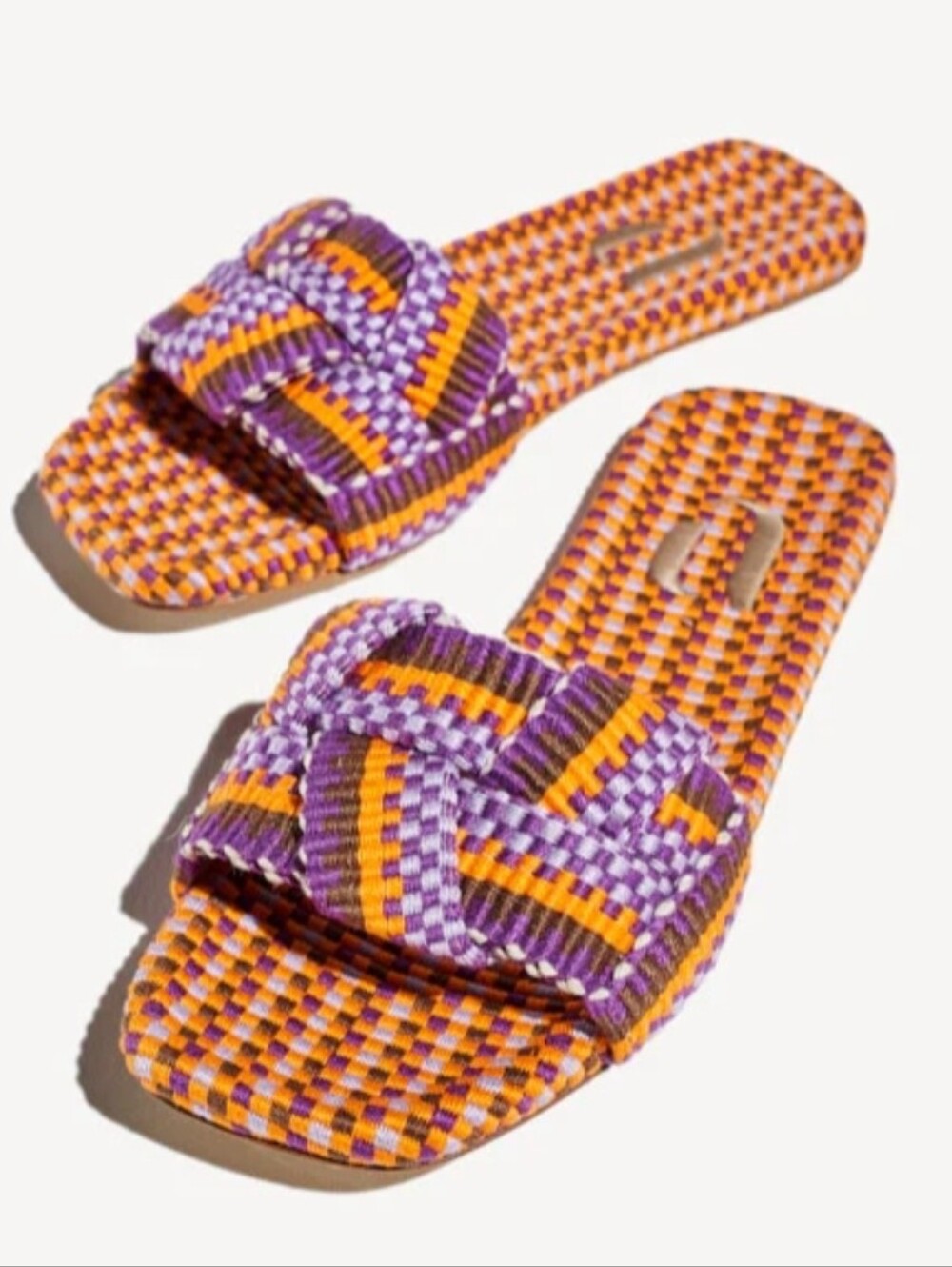 AMAMBAIH Orange Woven Leather Martina Sandals